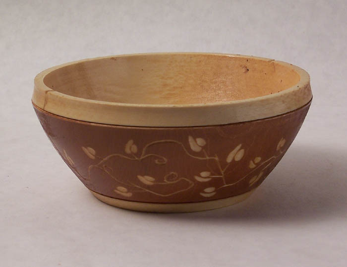 Hand Carved Maple Wood Ivy Bowl - #82