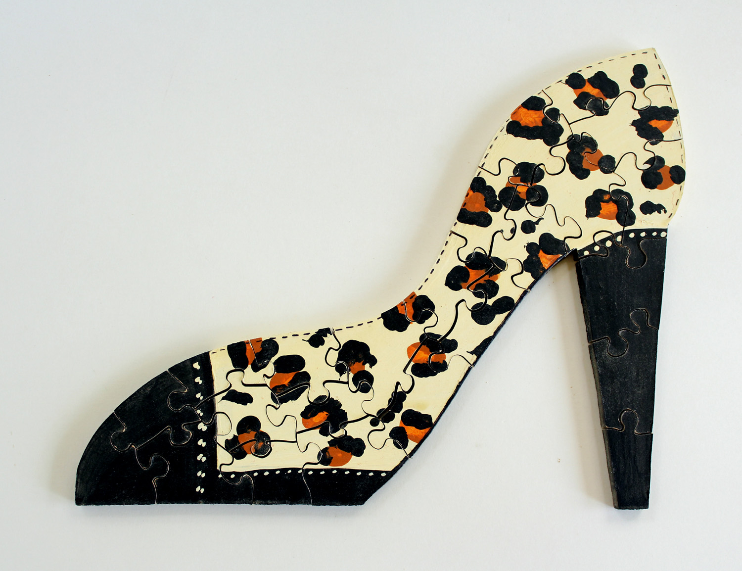 Leopard Print High Heel Shoe Puzzle - Handmade