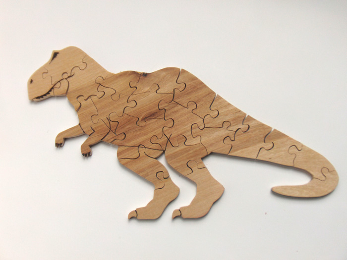 Tyrannosaurus Rex Wood Puzzle with Wood Burned Features